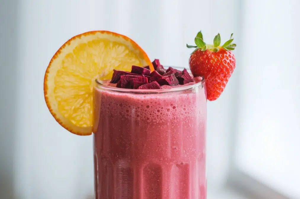 Smoothie fraise, orange et betterave